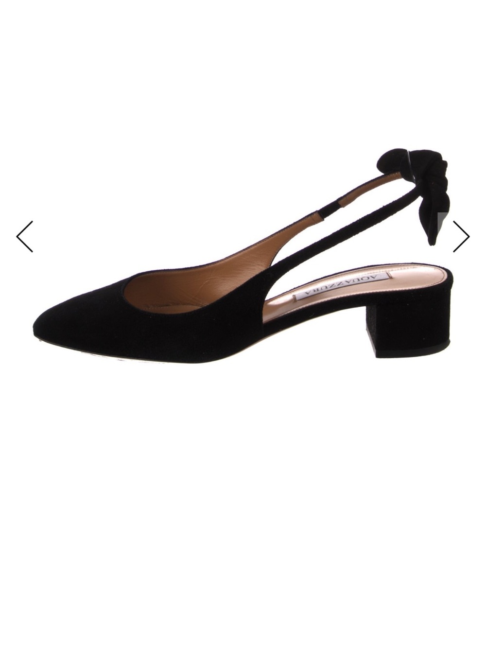 Aquazzura Black Suede Slingback Pump with Bow